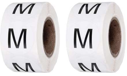 PATIKIL 1 Pouce Etiquettes D'Inventaire Lettre M, 500Pcs Autocollants Lettres Ronds Points Etiquettes Autocollants Adhésifs Semi-Brillants Maison Bureau Stockage, Noir (2 Rouleaux)
