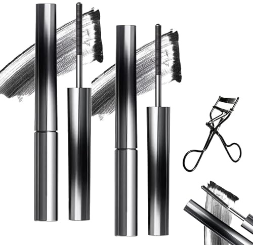 Ironeye Mascara, Iron Wand Mascara, Iron Eye Schwarz Mascaras, 3D Curling Eyelash Irons, Waterproof, Long-Lasting and Smudge-Free (2 PCS Schwarz)