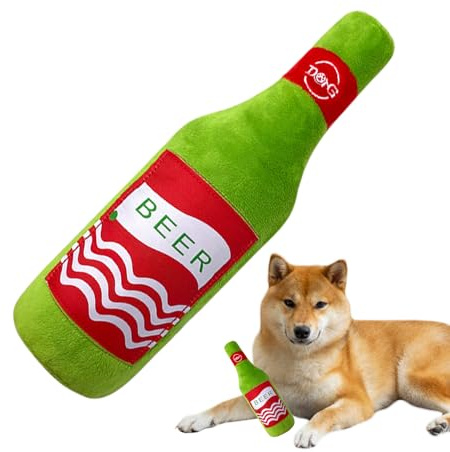 Imtrub Jouets à Coupelle pour Chien | Forme Bouteille De Vin Jeu Amusant - Jouet en Peluche pour Chien,pour Mâchonnement Stimulation Mentale Activité Physique Intérieur Extérieur Caisse Enrichissement