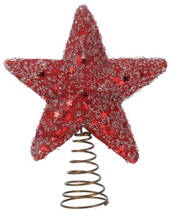 CLISPEED Estrella Roja con Lentejuelas para Copa del Árbol de Navidad Adorno Navideño Brillante de Cinco Puntas Decoración Festiva para Fiestas de Año y Navidad