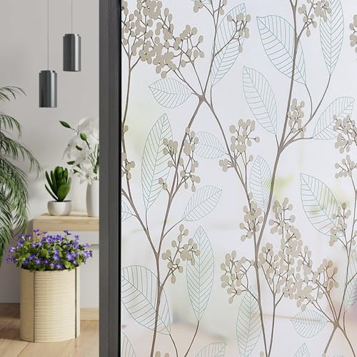 Myrovia Window Film Privacy Frosted Window Films Decorative Privacy Film Opaque for Glass Windows Non Adhesive Anti UV Static Cling Removable & Reusable for Bathroom Doors Window Covers(60x200 cm)