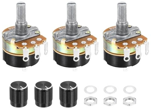 QUARKZMAN 3 Stück 20K Ohm Potentiometer, 3 Pins Einzel Linear Digital Potentiometer mit Drehknopf für Audio Lautstärkeregler