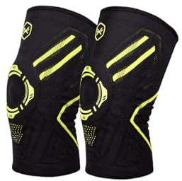 MOKRGYM Knee Brace for Men&Women Anti-Slip Knee Support with Silicone Pad&Dual Side Stabilizers Breathable Compression Sleeve for Running, Weightlifting, Basketball, Hiking Joint Protective (M-pair)