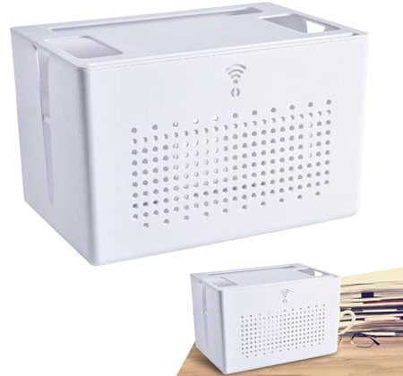 de Almacenamiento para enrutador - Estuche Organizador de Cables | Contenedor de Escritorio ventilado, Equipo de gestión de Cables para Cargadores, adaptadores, regletas, electrónica, com