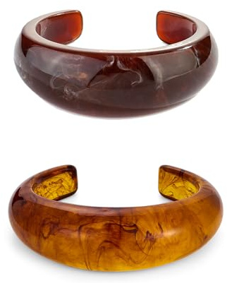 Pulsera Gruesa de Resina acrílica para Mujer, joyería Vintage con Placa