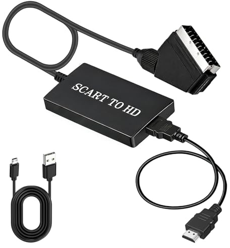 Auravale Scart till HDMI-adapter med HDMI-kablar, Full HD 720P/1080P ljudomvandlare för HDTV-skärm