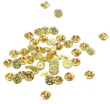 50 Befestigungen für Anstecker von Ultnice aus Messing, goldfarben