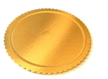 TrAdE shop Traesio 2 Pezzi Vassoio Porta sotto Torta Diametro 35 CM Oro Tondo CICROLARE Piatto