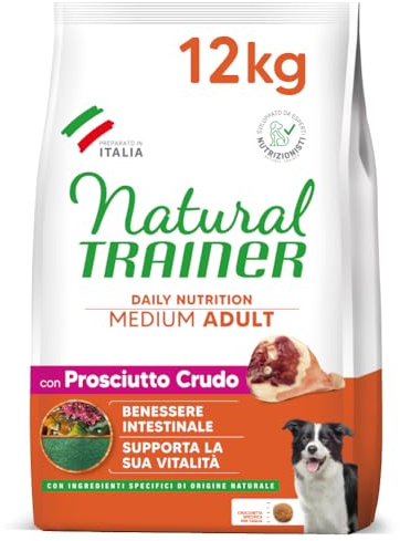 Natural Trainer Medium Cibo per Cani Adulti con Prosciutto crudo - 12kg