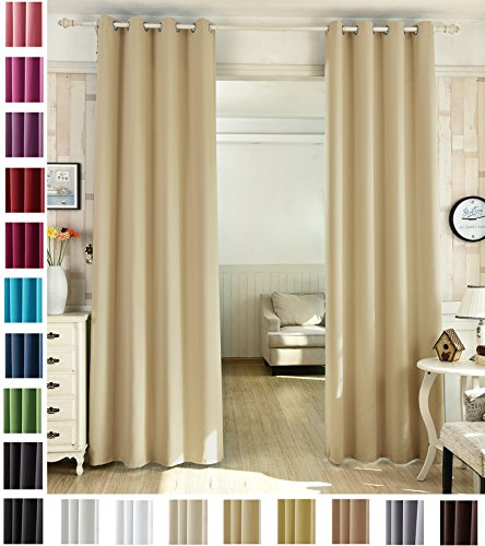 WOLTU Cortinas Opacas con Ojales, 135x225cm, Champán