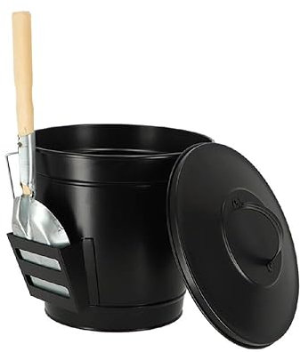 Esschert Design ff288 Ascheneimer mit Schaufel, schwarz