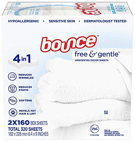 Bounce Free & Gentle Unscented Dryer Sheets, 320 ct.
