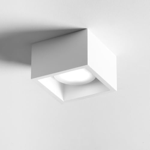 MAZZOLA LUCE Plafoniera faretto quadrato da soffitto gesso bianco pitturabile da interni per lampadina gx53 led intercambiabile