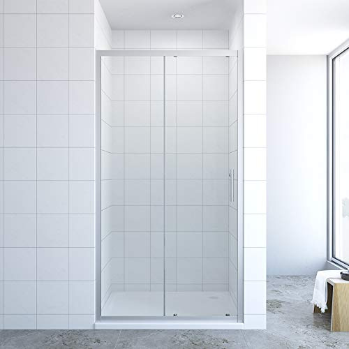 AQUABATOS® 120cm Schiebetür Dusche Duschtür in Nische Nischentür Glastür Duschabtrennung Duschwand Sicherheitsglas Echtglas höhe 185cm ohne Duschtasse