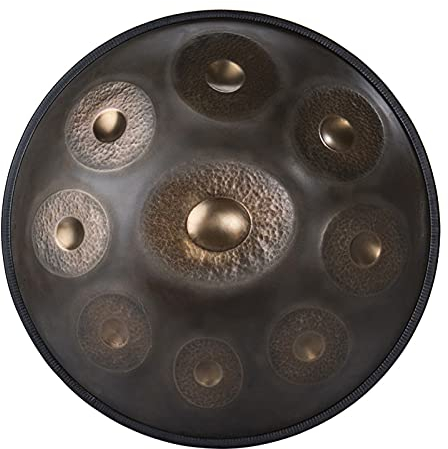 HandPan Pure Hand Forged Heavy Steel Drum, 22 Zoll 9 Töne D-Moll/F-Dur Percussion Instrument mit Tragetasche, Drumsticks, Ideal für Yoga Heilmeditation
