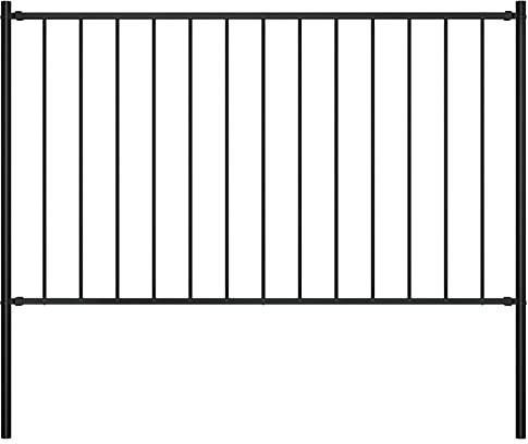 Catherinol Zaunfeld mit Pfosten, Lattenzaun, Zaun Komplettset, Friesenzaun, Pulverbeschichteter Stahl 1,7 x 1 m Schwarz