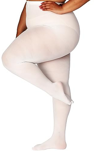 HONENNA Queen Plus Size Tights, 20+ Colors Women's Curves Semi Opaque Stockings Nylons Pantyhose 1X 2X 3X 4X 5X 6X, 1-6 Pairs (1 Pair-White 3X-4X)