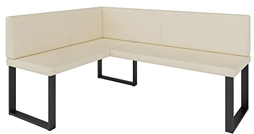 FURNISTAR Eckbank Akiko Metal - Eckbankgruppe für Ihrem Esszimmer, Küche modern, Sitzecke, Essecke. Perfekt für Küche, Büro und Rezeption. Solide und Starke Verarbeitung. (Soft 18, 128x168cm Links)