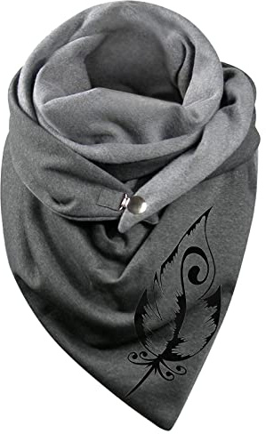 Damen Schals Dreieck Groß Winter Dreieckstuch Warmer Button Knopf Dreiecksschal Katze Drucken Weich Warme Warm Dreieck Winterschal Halstuch Scarf Warm Mode Retro Schal Xmas Geschenk Mode-Accessoire