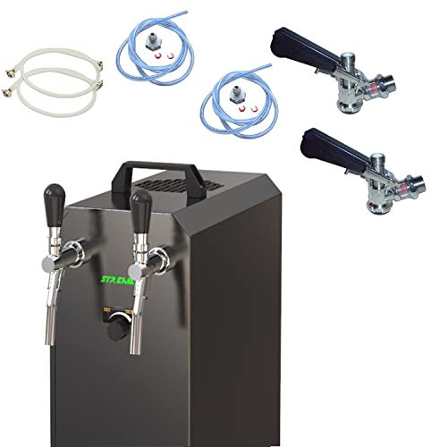 ich-zapfe Ensemble Complet - Tireuse à bière avec Pompe à Membrane - Stream 50/K, Machine à bière, 2 Lignes, 55 litres/Heure, Professionnel Black Edition, KEG:sans, KEG 2:NC Adaptateur