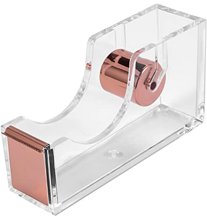 Dasertoe Deluxe Acryl Design Klebebandabroller für Büro Schreibtisch, Transparent Roségold