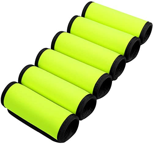 Paquete de 6 envolturas para asa de equipaje, envolturas de asa de equipaje para maleta, etiquetas de equipaje verde brillante, identificadores de etiquetas de maleta para accesorios de viaje