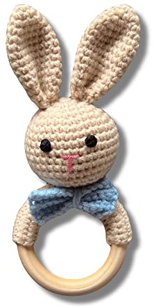 Babyrassel HASE gehäkelt personalisiert/ohne Personalisierung (Ohne Personalisierung)