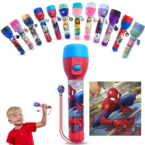 SRV Hub Spiderman LED Grande Torche, Lampes de Nuit pour Enfants LED Super Lumineuses pour Cadeaux - Lampe de Poche en Plastique Jouet Cadeau pour Enfants de 3 Ans et Plus Taille-16 cm