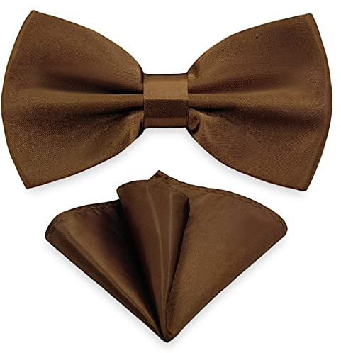 AUSUAYA herr fluga näsduk set, unisex design fluga och näsduk för bröllop eller företag formell Tuxedo M-B-T6, BRUN, Einheitsgröße