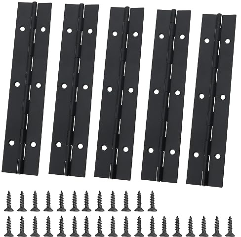 FAURAPMNG 6 Inch Long Stainless Steel Continuous & Piano Hinges, 5 PCS Hinges Cabinet Door Hinges, Heavy Duty Nickle Continuous Hinges Piano Boat Hinge, Folding Cabinet Door Butt Hinge with Screw