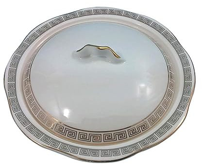 Caja de almacenamiento de mantequilla con tapa, vajilla de hotel de mantequilla con tapa, recipiente de mantequilla de cerámica con borde dorado, estante de mantequilla blanco con asa (gran capacidad)