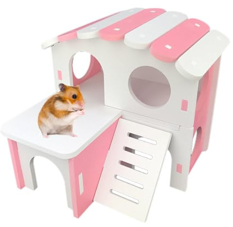OLACD Leichtes Hamsterhaus aus Kunststoff, lustig, abnehmbar, doppellagig, hitzebeständig, schlafend, Kleintiere