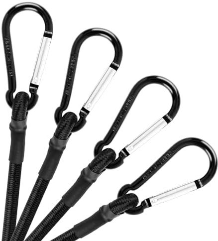 TaoTazon Spanngummi mit Karabiner Haken, 80 cm Expander mit Karabiner, 4 Stück Expander mit Haken, Starker Spanngurte mit Haken, Gummispanner mit Haken