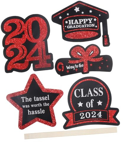 Ciieeo Graduation Vase Insert Cards 5 Sets Flower Pots for Cake Decor Grad Party Supplies Cupcake Decors Flower Arrangement Ornaments