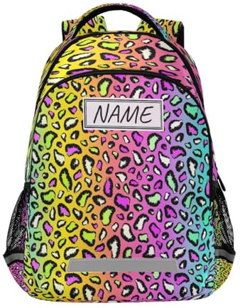 Personalizzato Colorato Leopardo Zaino Scuola Libro Borsa per Teen Boy Ragazza Bambini Personalizzato Pelle Animale Zaino Personalizzato Zaino Personalizzato per Viaggi Campeggio Palestra, Multi