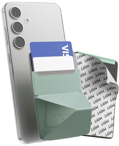 MOFT Card Holder for Phone, Adhesive Card Holders Phone Stand, MOVAS Vegan Leather Invisible Stick On Card Wallet for iPhone Android Smartphones (Seafoam)