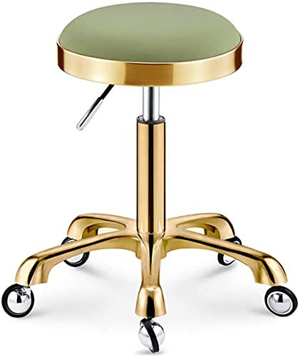 LXGJSQY Hocker auf Rädern, Salonhocker, höhenverstellbar, 5 Rollen, Stuhl für Schönheitssalon, rollender, bequemer Sitz für Friseur, Barbier, Tattoo, auch für den Einsatz im Homeoffice (Farbe: Dunke