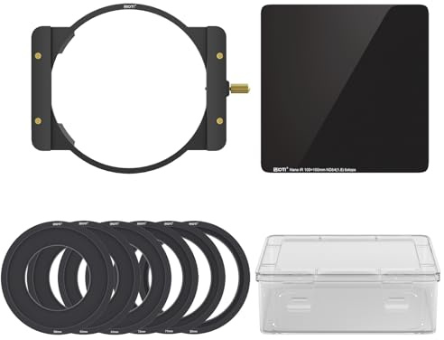 SIOTI Camera Square Filter Holder System +1*ND64(6stops) Square Filter + 6*Adapter Ring (58/62/67/72/77/82mm), for 100 * 100mm or 100 * 150mm ND/GND, Compatiable with General Brand Camera