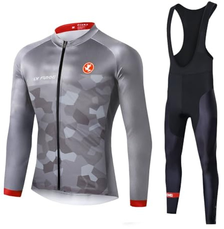 UGLY FROG 2024 Fahrradbekleidung Set, Herren Langarm Radsportanzüge Radtrikot Kleidung Langärmeliges Fahrradtrikot mit Thermofleecefutter Radhose mit Sitzpolster Winter
