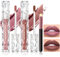 Lipgloss Glänzend Set 2 Stück Glitzer Flüssiger Lippenstift Lip Gloss Pflegend Und Feuchtigkeitsspendend Langanhaltender Non-stick Wasserdichter Lip Tint Stain Geeignet für Damen