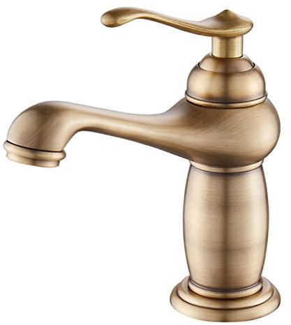 Antike Messing Badezimmer Wasserhahn Einhandgriff Warm- und Kaltwasserhahn Retro Einloch Badezimmer Waschbecken Wasserhahn für Badezimmer (Antik A/C/D)