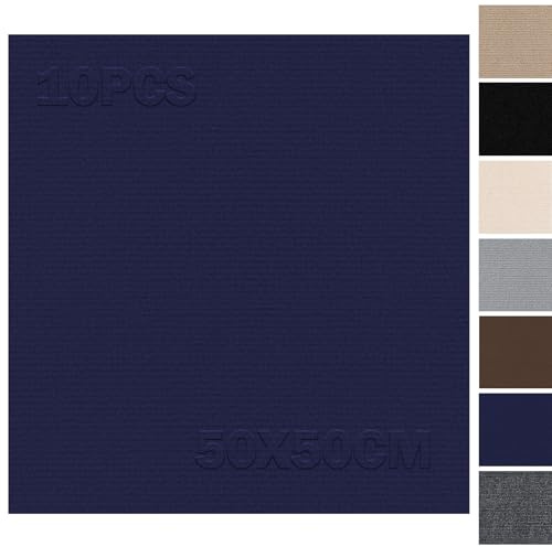 Self-Adhesive Carpet Tiles, 50 x 50 cm, Self-Lying - Set of 10 - 0.9 m² - Carpet Tiles with Backing, Carpet Flooring for Cutting to Size, for Office, Home, Commerce, Dark Blue