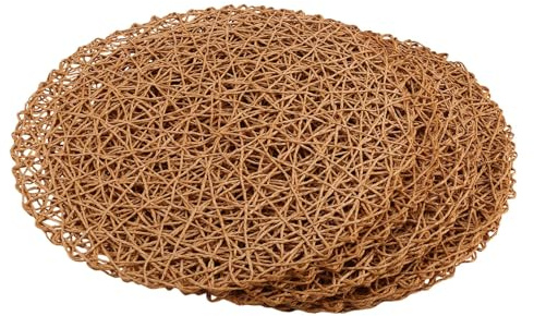 Blmirror 12 Pezzi Tovagliette Rotonde Intrecciate In Carta Antiscivolo Tovagliette Termiche per Tavoli da Pranzo Tovagliette per Interni Ed Esterni