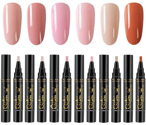 Nagellackstift 6-teilig/Set 6 Farben 8 ml 3-in-1-Nagellack-Set einstufiger DIY-Soak-Off-UV-LED-Nagellack Nagelkunststifte für Frauen Stil 2