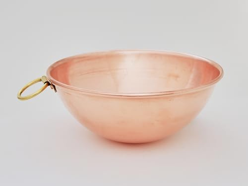 Ardosia Cul de Poule en Cuivre 18 cm avec Anse en Laiton – Fabrication Artisanale | Idéal pour Blancs d’Œufs et Pâtisserie Traditionnelle
