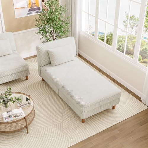 Vesgantti Corduroy Chaise Lounge Sofa,Tool-free Assembly,158L*81W*84cm