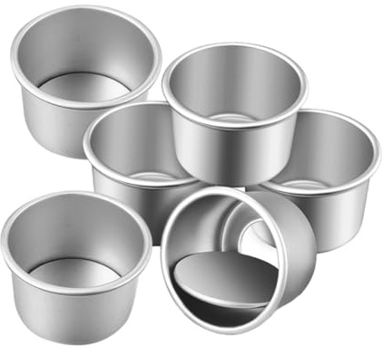 Hemobllo 6 piezas Molde para Tartas Redondo con Desmontable Aluminio Moldes de Repostería Pequeños Lisos y Diseño Antideslizante para Hornear Pasteles y Tartas
