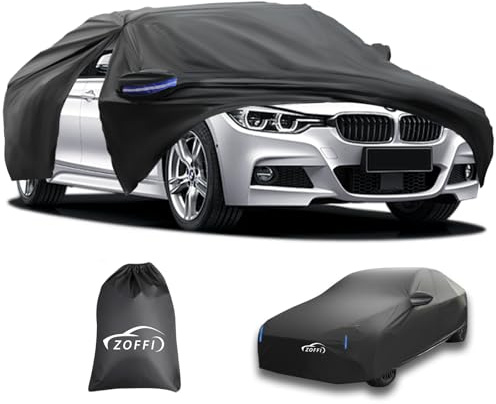 ZOFFI Universal Car Cover 6 Sizes With Driver Side Zip, All Weather Waterproof Scratchproof and UV Protection Fits Length 4.4M-4.6M Medium Saloons