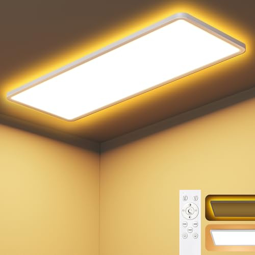 SNADER Deckenlampe LED 58CM - 24W LED Deckenleuchte Dimmbar & Nachtlicht - Deckenleuchte Flach mit Fernbedienung - LED Panel Lampe Ultraflache Design für Wohnzimmer Schlafzimmer Küche