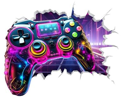 milaosk 3D Wandtattoo Gamer Wand Tattoo Selbst Klebend Gaming Wandsticker | Aufkleber Bunte Gamer Controller Videospiel Wandaufkleber Jugendzimmer Junge Kinderzimmer Teenager Schlafzimmer Gaming Zimmer